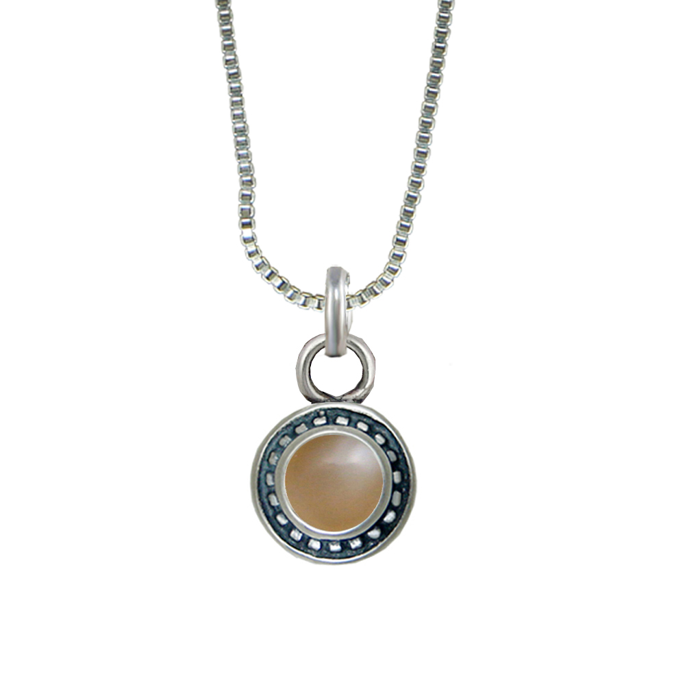 Sterling Silver Petite Little Peach Moonstone Pendant Necklace